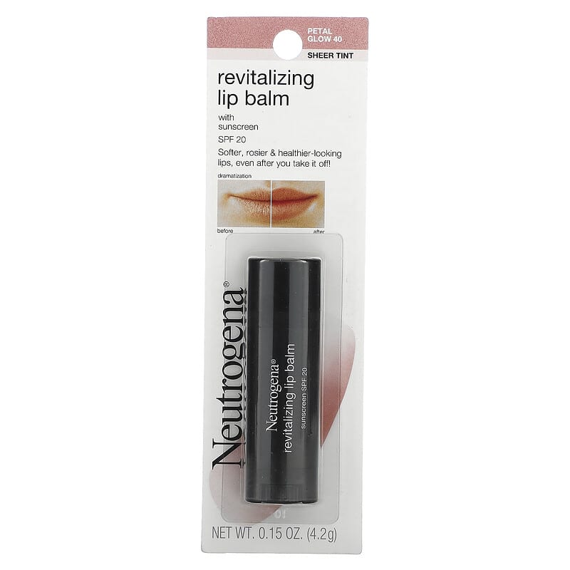 Neutrogena, Sheer Tint, Revitalizing Lip Balm, SPF 20, Petal Glow 40, 0.15 oz (4.2 g)