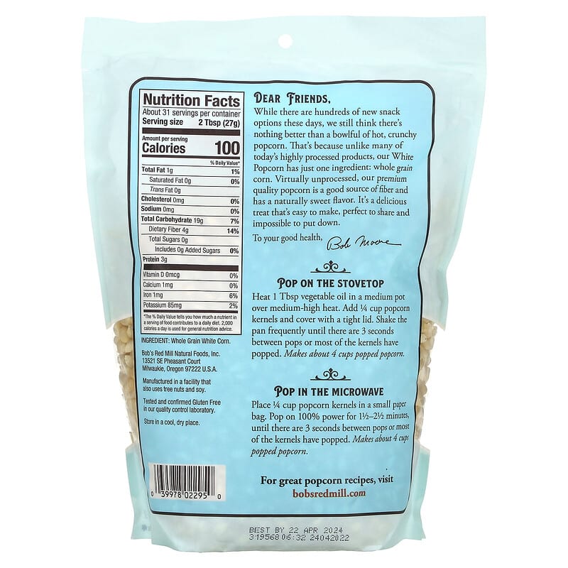 Bob's Red Mill, White Popcorn, 1 lb 14 oz (850 g)