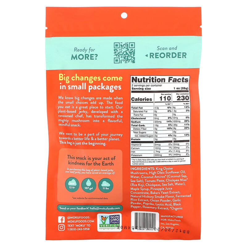 Moku, Plant-Based Jerky, Original, 2 oz (56 g)