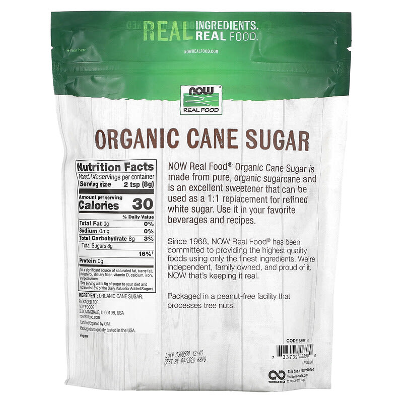 NOW Foods, Organic Cane Sugar, 2.5 lbs (1,134 g)