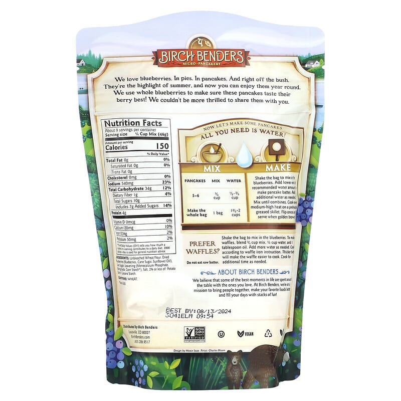 Birch Benders, Pancake & Waffle Mix, Blueberry, 14 oz (397 g)