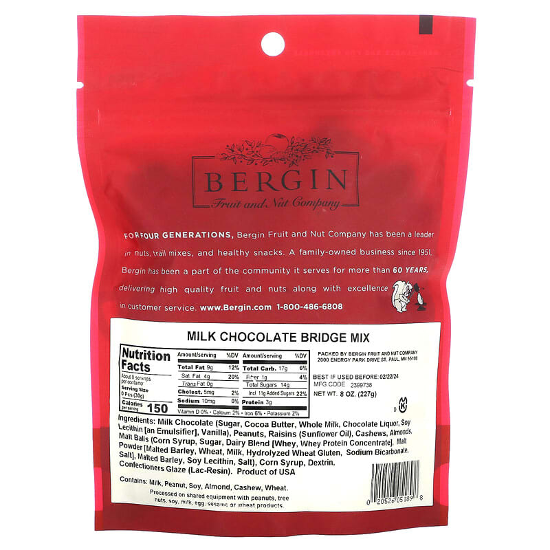 Bergin Fruit and Nut Company, Bridge Mix, Chocolate , 8 oz (227 g)