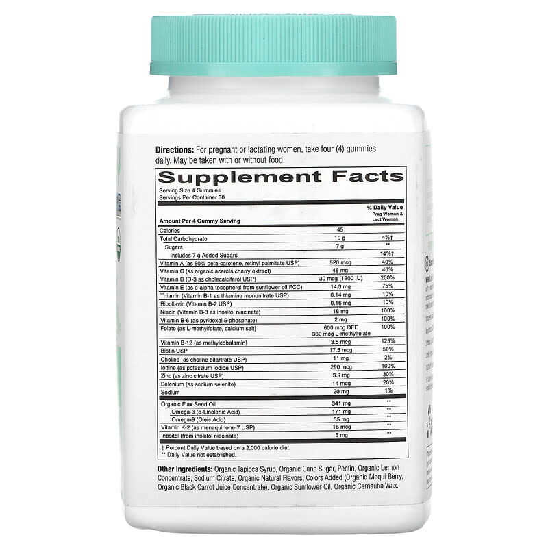 SmartyPants, Organics, Prenatal Formula, Grape, Blueberry, and Mixed Berry, 120 Vegetarian Gummies