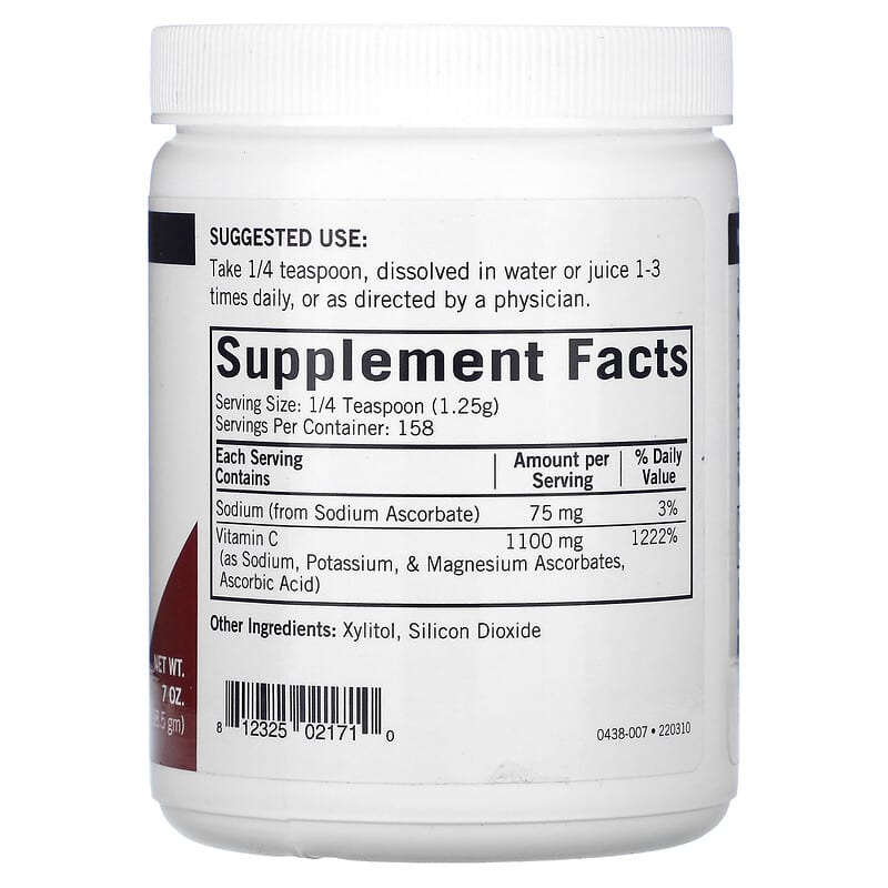 Kirkman Labs, Buffered Vitamin C Powder, Unflavored, 7 oz (198.5 g)