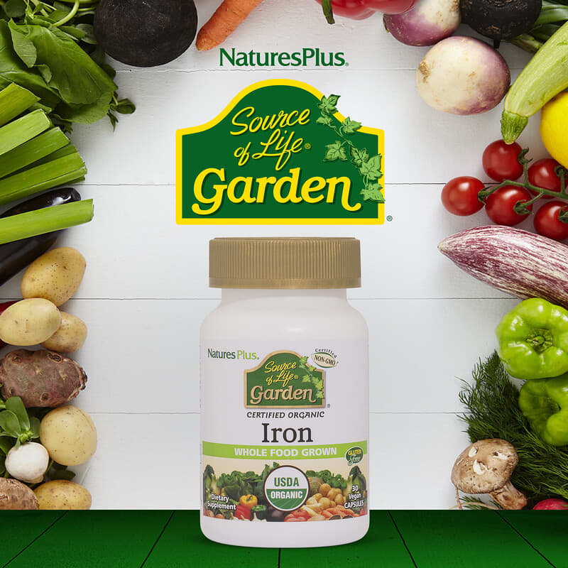 NaturesPlus, Source of Life Garden, Iron, 30 Vegan Capsules