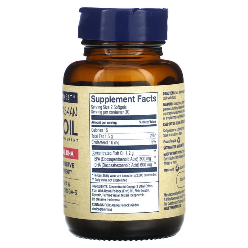 Wiley's Finest, Wild Alaskan Fish Oil, Prenatal DHA, 60 Softgels