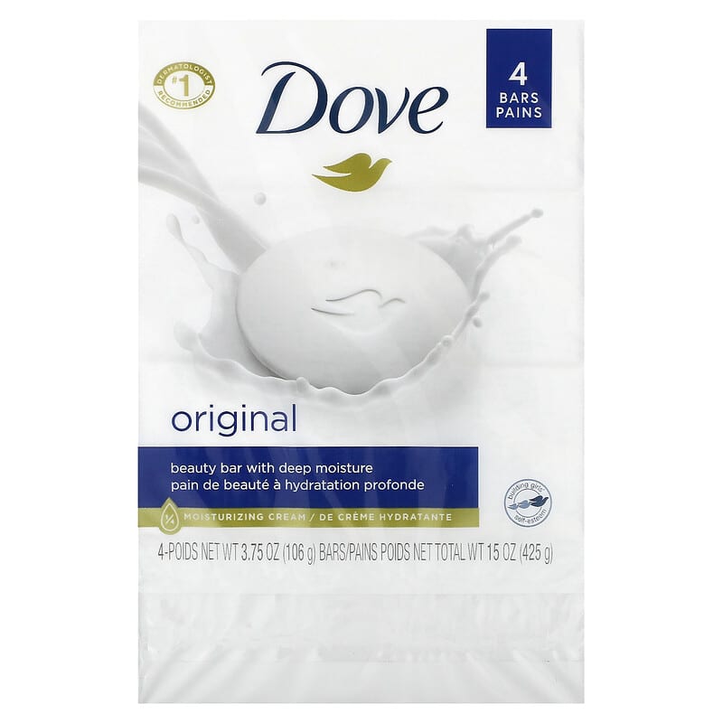 Dove, Beauty Bar Soap with Deep Moisture, Original, 4 Bars, 3.75 oz (106 g) Each