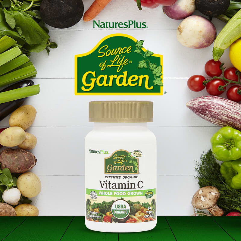 NaturesPlus, Source of Life Garden, Vitamin C, 60 Vegan Capsules