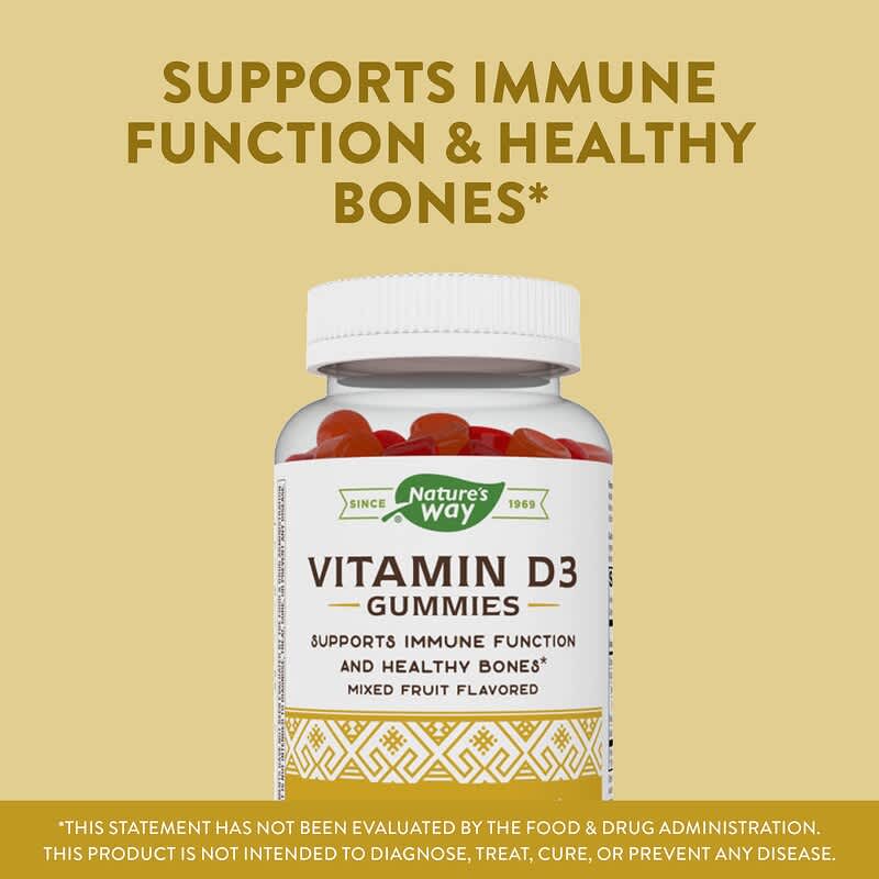 Nature's Way, Vitamin D3 Gummies, Mixed Fruit, 50 mcg (2,000 IU), 120 Gummies