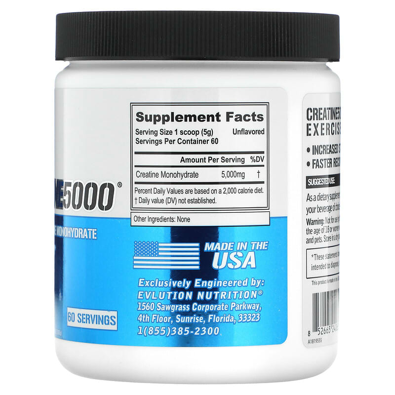 EVLution Nutrition, CREATINE5000, Unflavored, 10.58 oz (300 g)