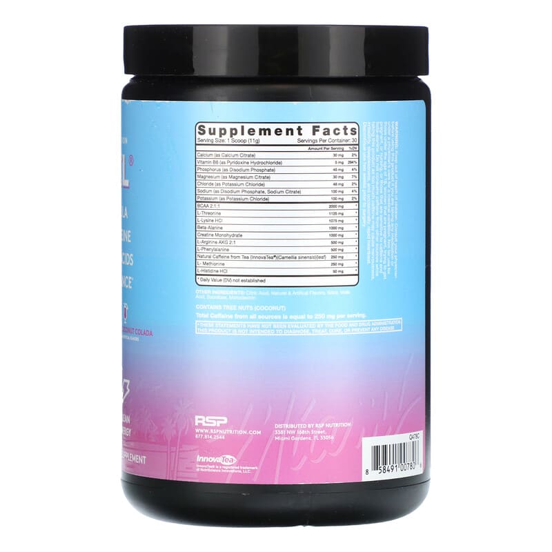 RSP Nutrition, Fast Fuel, Pre-Workout Formula, Miami Vice Coconut Colada, 11.64 oz (330 g)