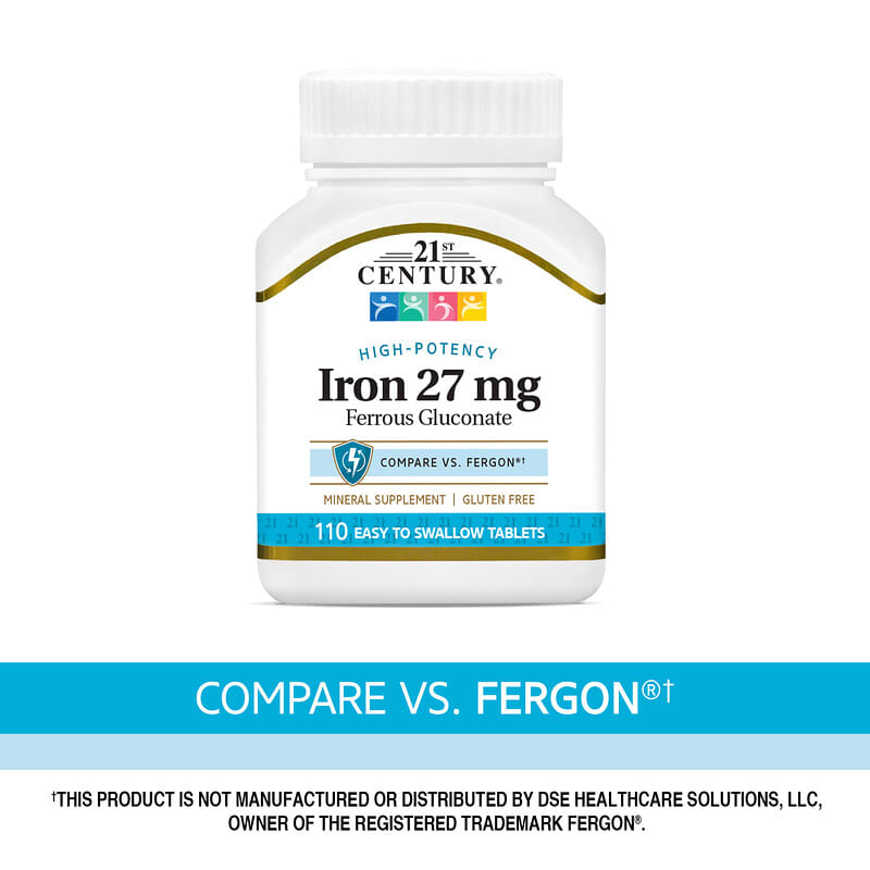 21st Century, High-Potency Iron, 27 mg, 110 Easy to Swallow Tablets