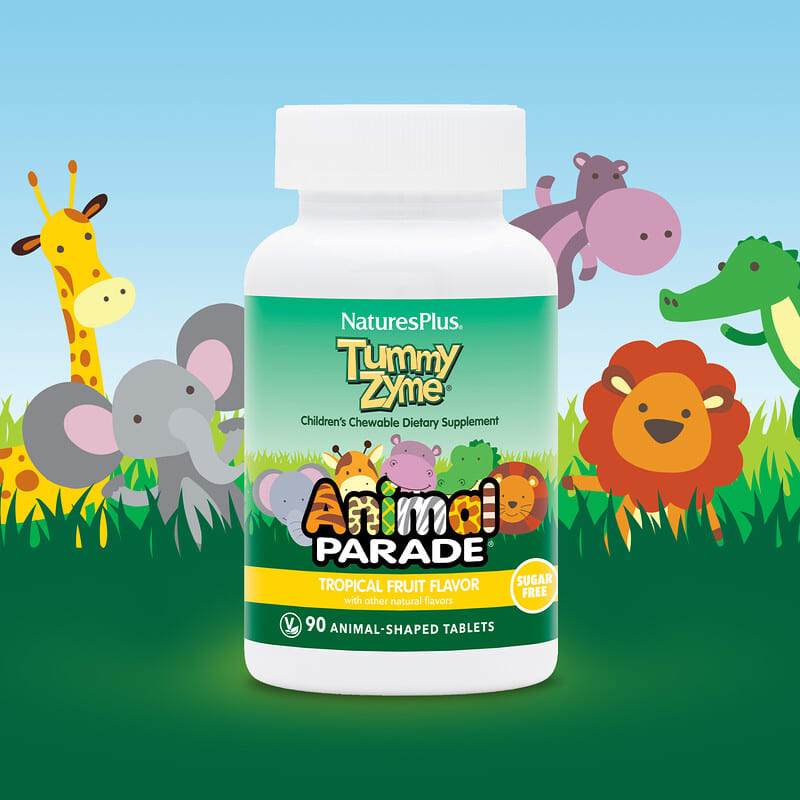 NaturesPlus, Animal Parade, Tummy Zyme, Tropical Fruit , 90 Animal-Shaped Tablets