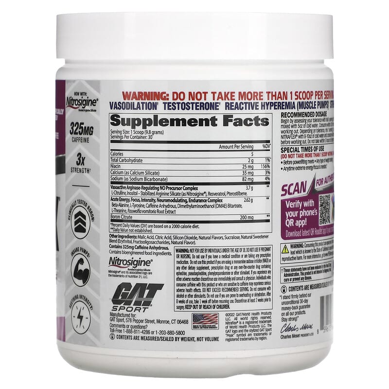 GAT, Sport, NITRAFLEX, Watermelon, 10.4 oz (294 g)