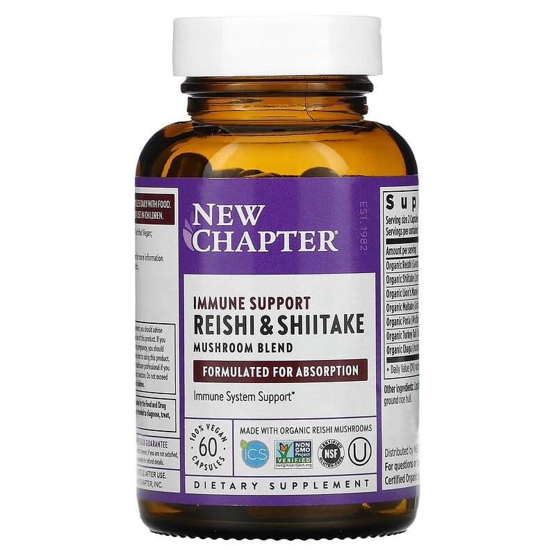 New Chapter, Immune Support, Reishi & Shiitake Mushroom Blend, 60 Vegan Capsules