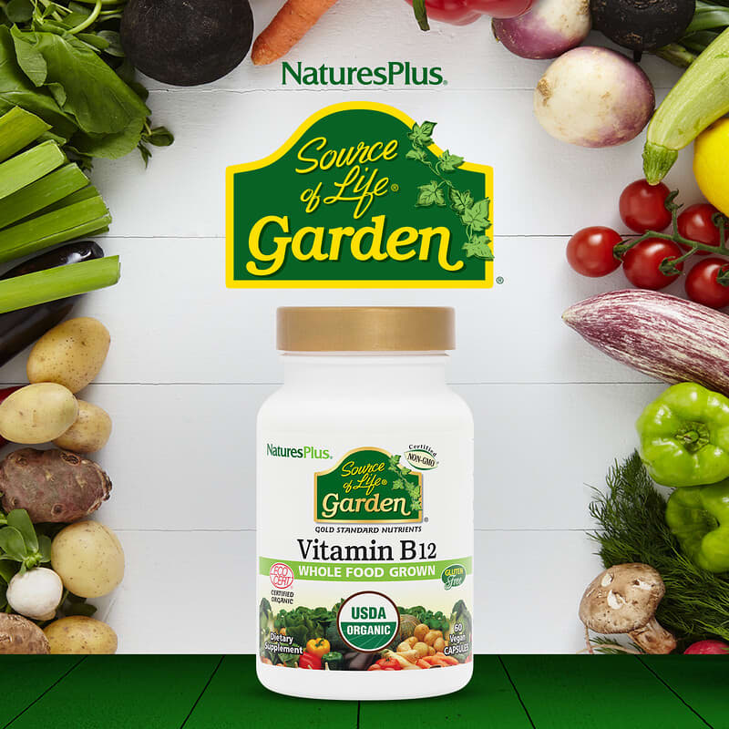 NaturesPlus, Source of Life Garden, Certified Organic Vitamin B12, 60 Vegan Capsules