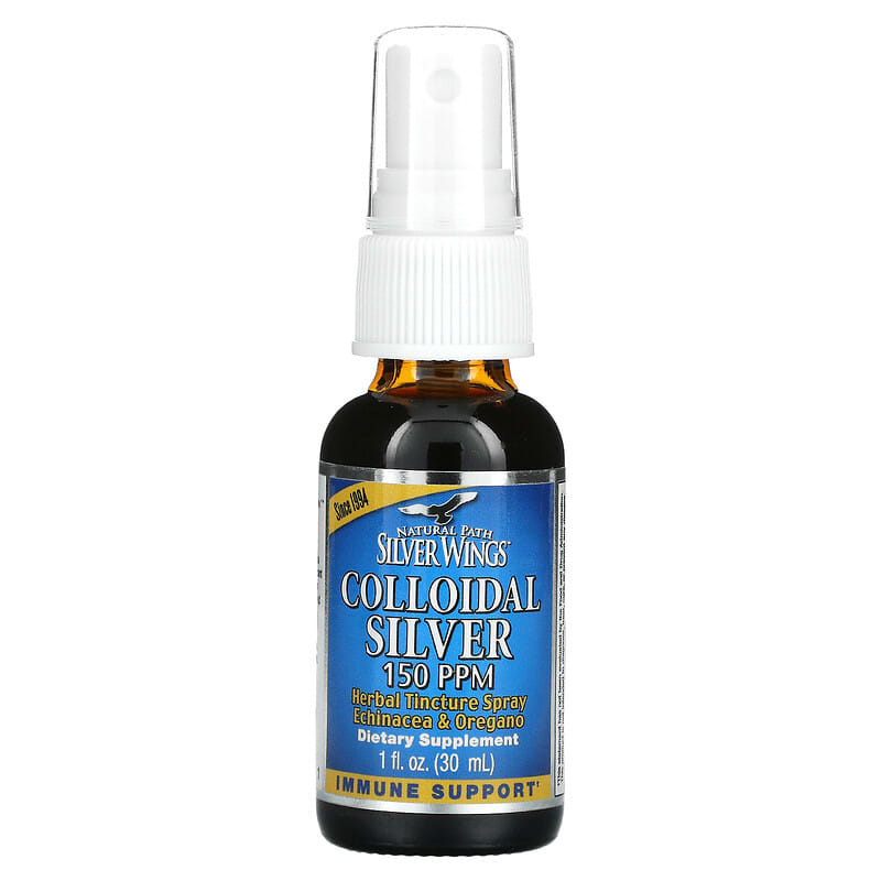 Natural Path Silver Wings, Colloidal Silver, Herbal Tincture Spray, 150 PPM, 1 fl oz (30 ml)