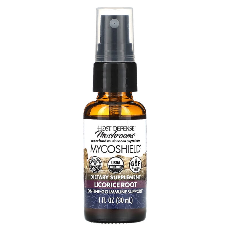 Fungi Perfecti Host Defense, Mushrooms, MycoShield Spray, Licorice Root, 1 fl oz (30 ml)