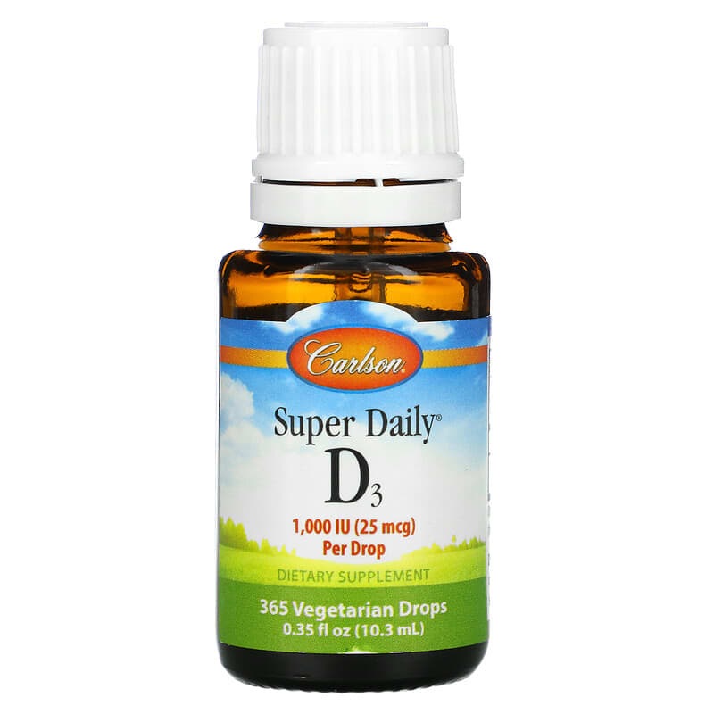 Carlson, Super Daily D3, 25 mcg (1,000 IU), 0.35 fl oz (10.3 ml)