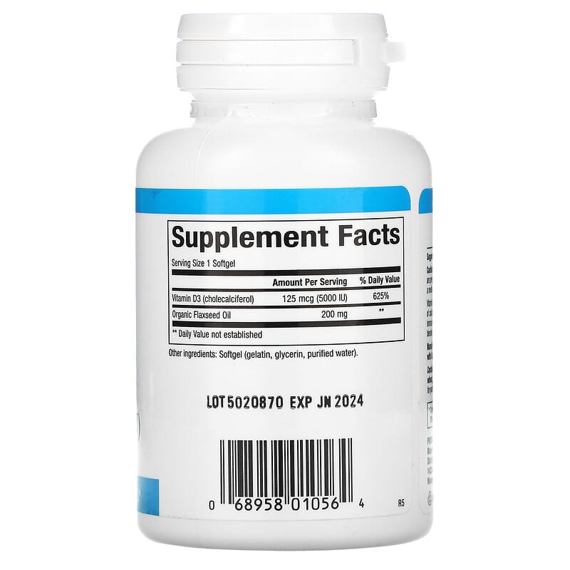 Natural Factors, Vitamin D3, 125 mcg (5,000 IU), 120 Softgels