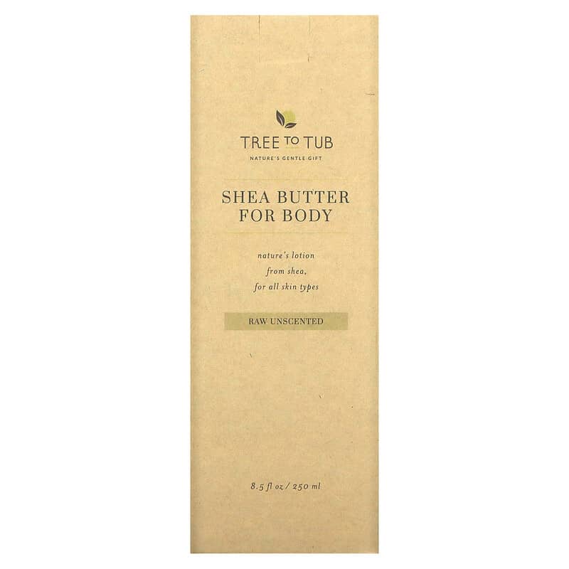 Tree To Tub, Shea Butter Moisturizing Body Lotion, Non-Greasy, Hydrating for Dry, Sensitive Skin, Unscented, 8.5 fl oz (250 ml)