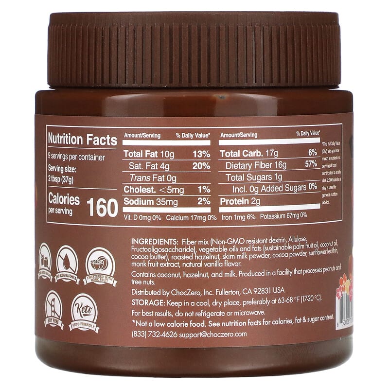 ChocZero, Keto Spread, Cocoa Hazelnut, 12 oz (340 g)