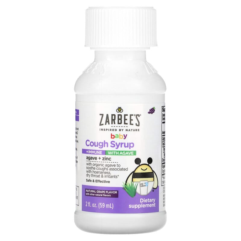 Zarbee's, Baby, Cough Syrup + Immune with Agave, Natural Grape, 2 fl oz (59 ml)