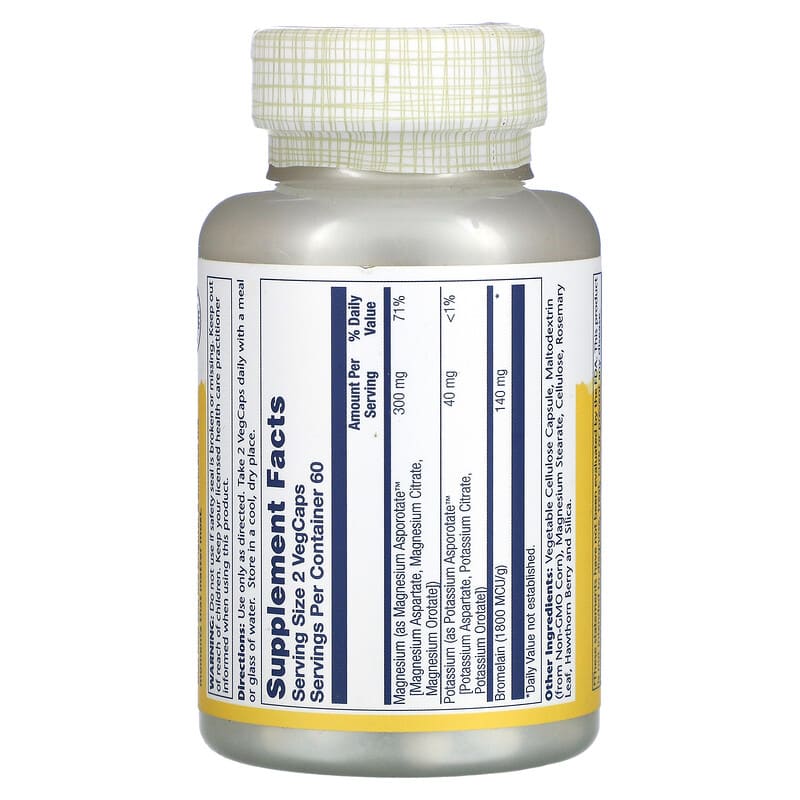 Solaray, Magnesium Potassium Asporotates with Bromelain, 120 VegCaps