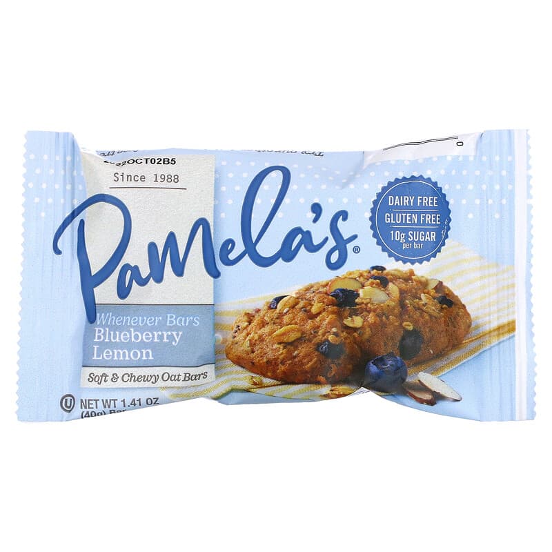 Pamela's Products, Whenever Oat Bars, Blueberry Lemon, 5 Bars, 1.41 oz (40 g) Each