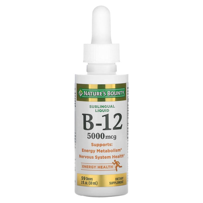 Nature's Bounty, Sublingual Liquid, Vitamin B12, 5,000 mcg, 2 fl oz (59 ml)