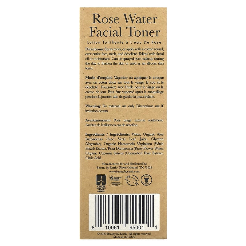 Beauty By Earth, Rose Water Facial Toner , 4.7 fl oz (139 ml)