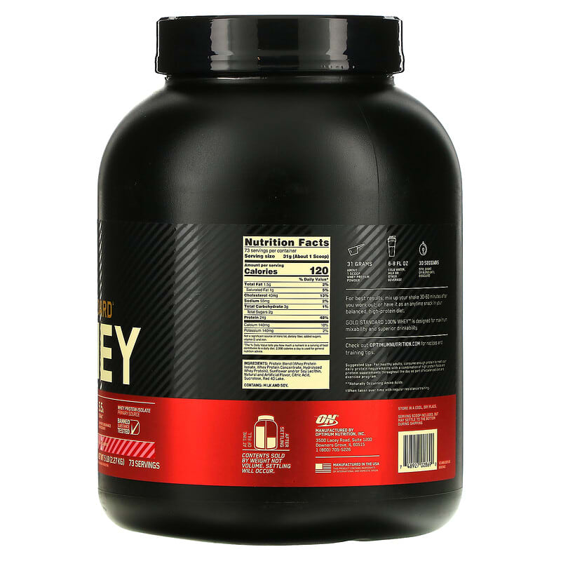 Optimum Nutrition, Gold Standard 100% Whey, Delicious Strawberry, 5 lb (2.27 kg)