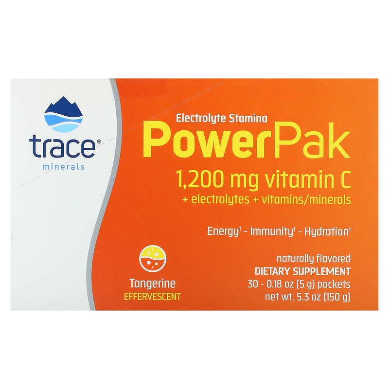 Trace Minerals ®, Electrolyte Stamina PowerPak, Tangerine, 30 Packets, 0.18 oz (5 g) Each