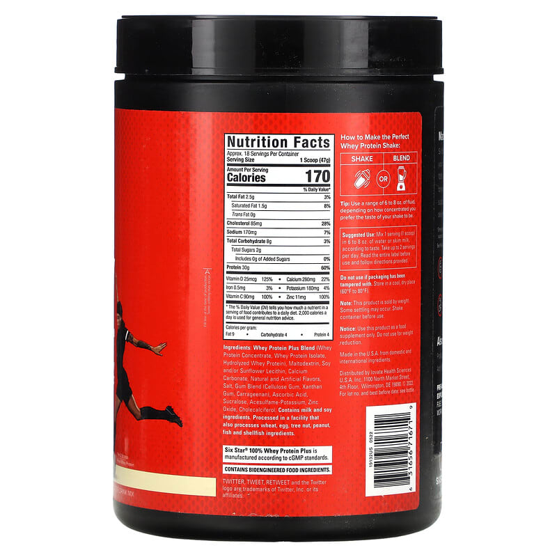 SIXSTAR, 100% Whey Protein Plus, Vanilla Cream, 1.81 lbs (821 g)