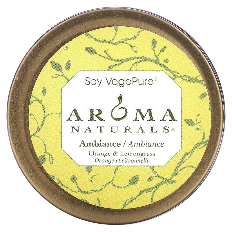 Aroma Naturals, Soy VegePure, Travel Tin Candle, Ambiance, Orange & Lemongrass, 2.8 oz (79.38 g)