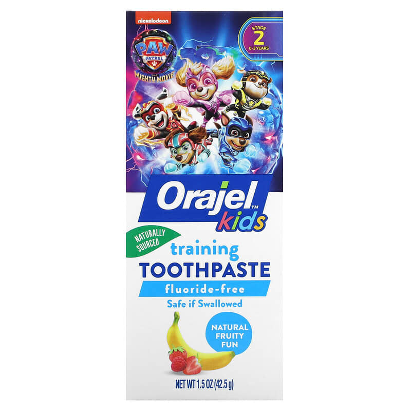 Orajel, Kids, Paw Patrol Training Toothpaste, Fluoride Free, 0-3 Years, Natural Fruity Fun, 1.5 oz (42.5 g)