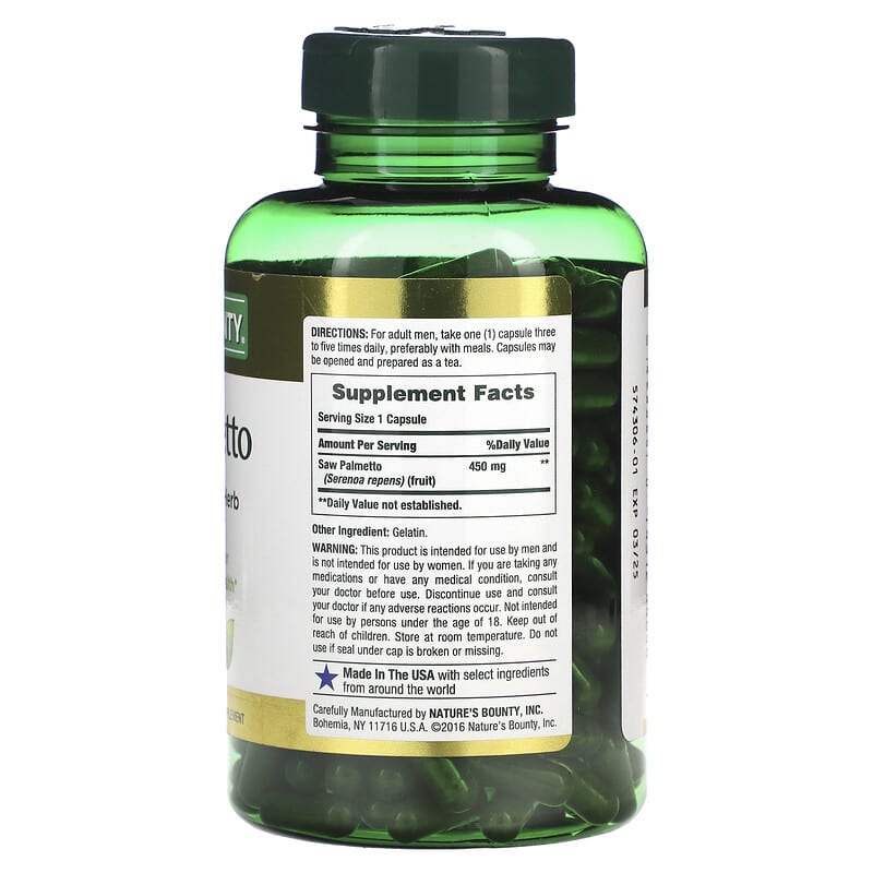 Nature's Bounty, Saw Palmetto, 450 mg, 250 Capsules