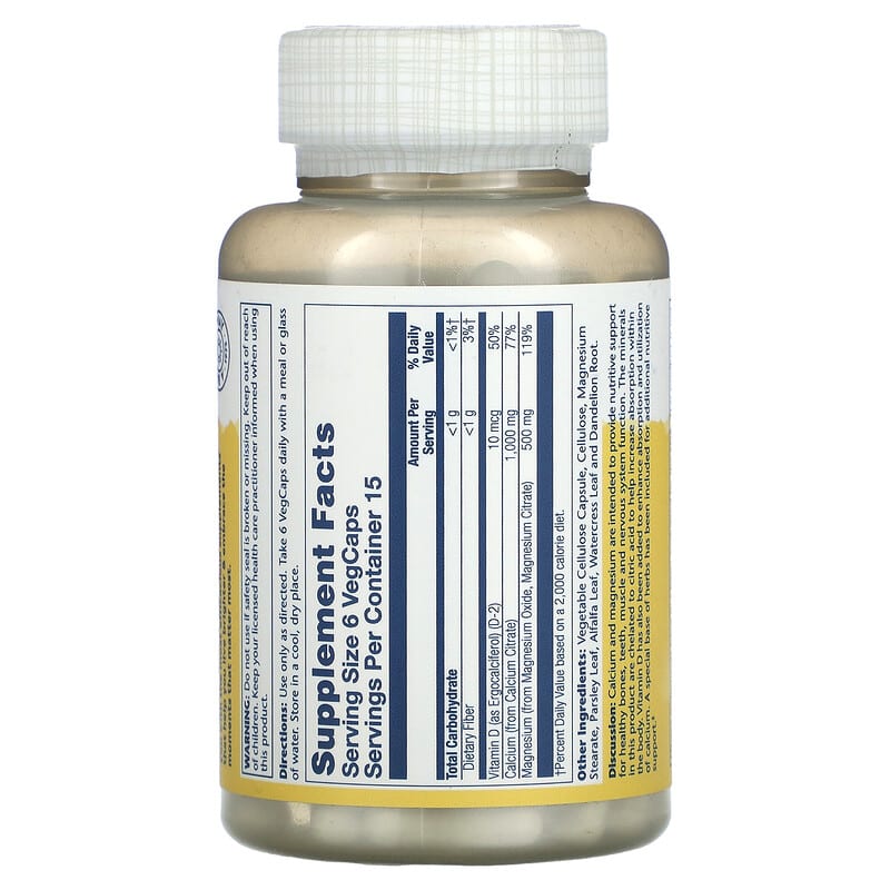 Solaray, Cal-Mag Citrate with Vitamin D-2, 2:1 Ratio, 90 VegCaps