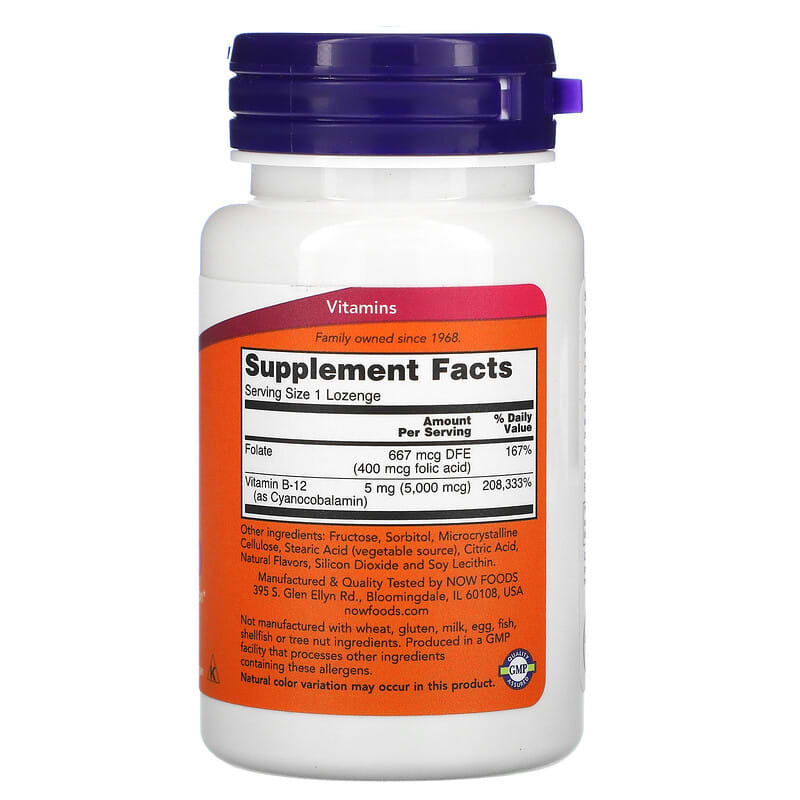 NOW Foods, B-12, 5,000 mcg, 60 Lozenges