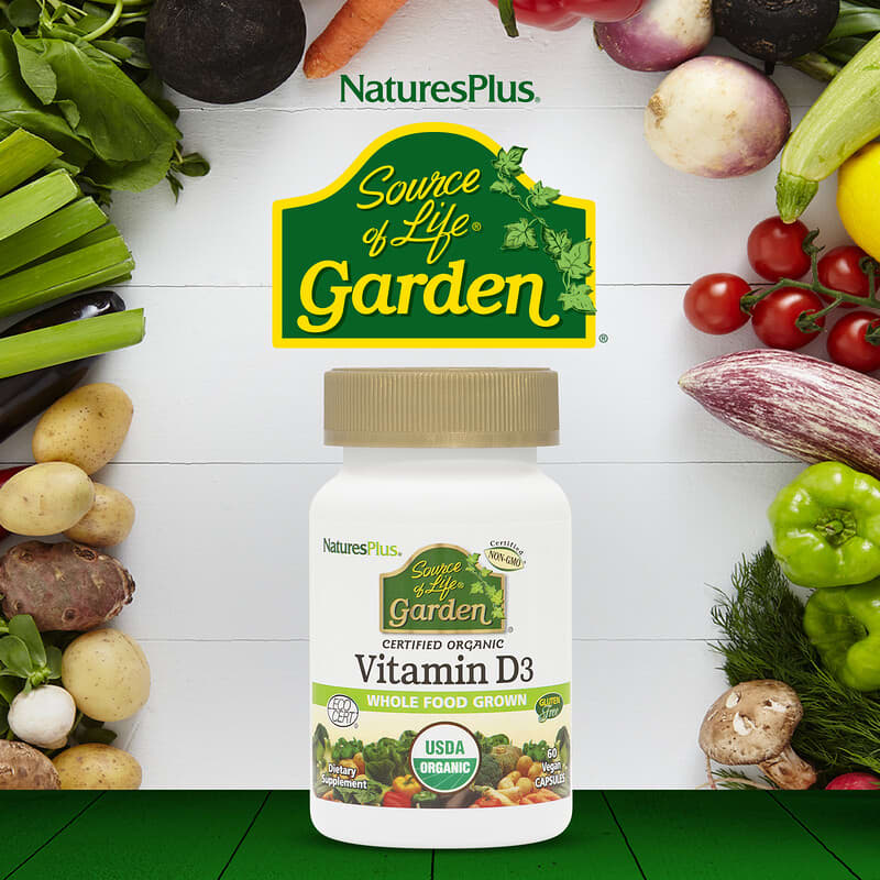 NaturesPlus, Source of Life, Garden, Organic Vitamin D3, 60 Vegan Capsules