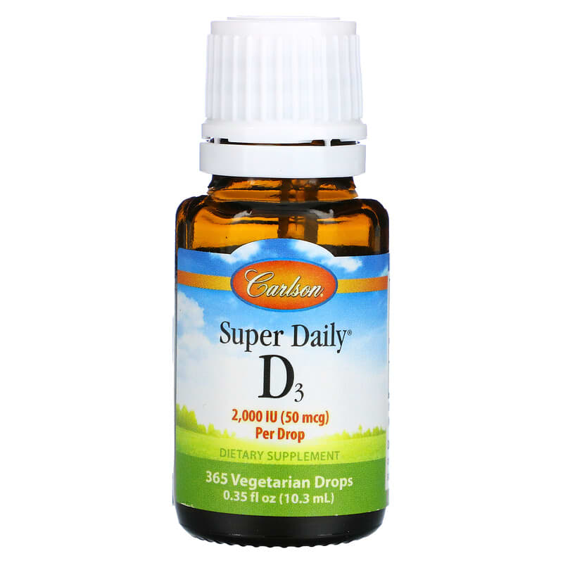 Carlson, Super Daily D3, 50 mcg (2,000 IU), 0.35 fl oz (10.3 ml)