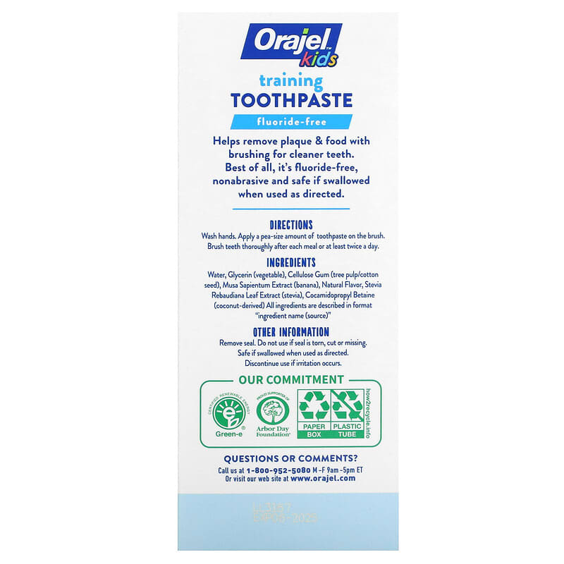 Orajel, Kids, Paw Patrol Training Toothpaste, Fluoride Free, 0-3 Years, Natural Fruity Fun, 1.5 oz (42.5 g)