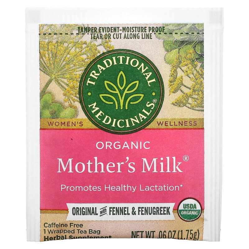 Traditional Medicinals, Organic Mother's Milk, Original with Fennel & Fenugreek, Caffeine Free, 16 Wrapped Tea Bags, 0.06 oz (1.75 g) Each