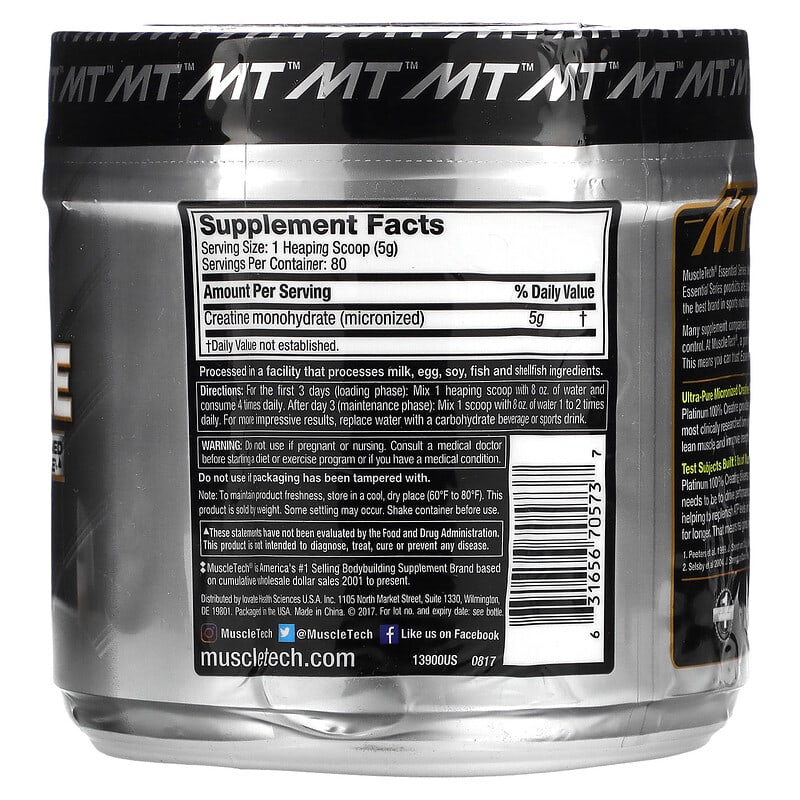 MuscleTech, Essential Series, Platinum 100% Creatine, Unflavored, 14.11 oz (400 g)