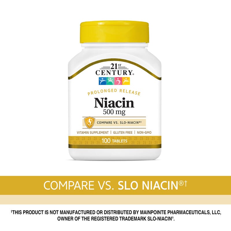 21st Century, Niacin, Prolonged Release, 500 mg, 100 Tablets