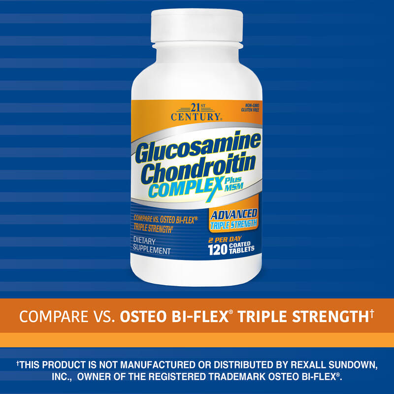 21st Century, Glucosamine Chondroitin Complex Plus MSM, Advanced Triple Strength, 120 Tablets