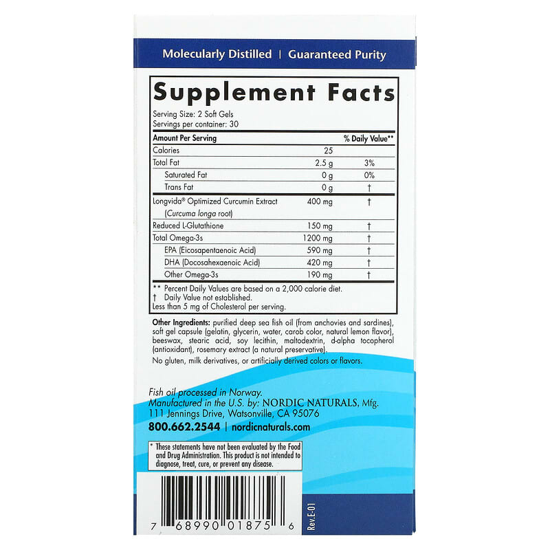 Nordic Naturals, Omega Curcumin, 600 mg, 60 Soft Gels