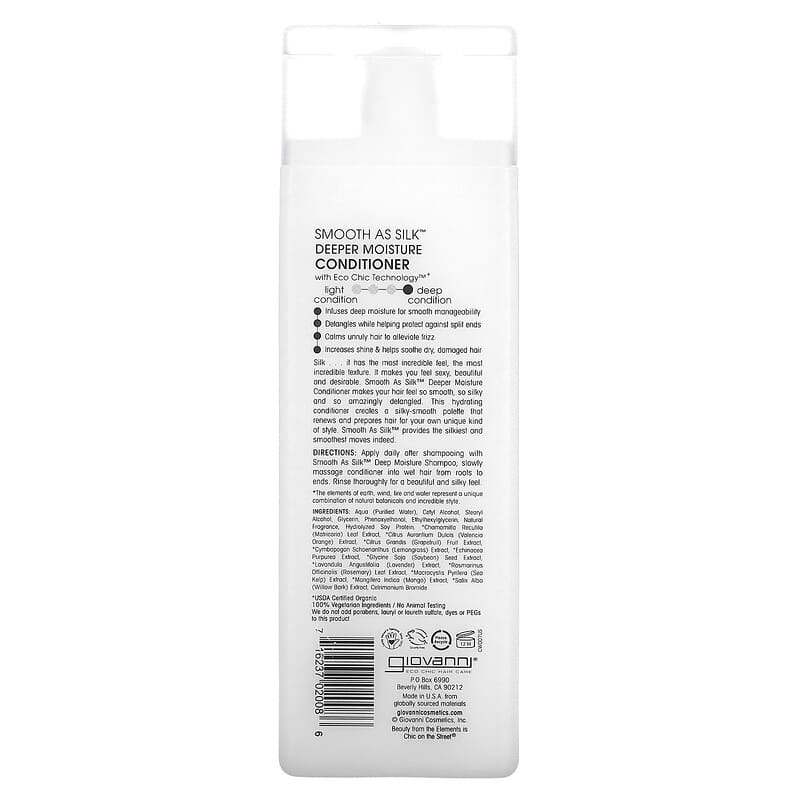 Giovanni, Smooth As Silk, Deeper Moisture Conditioner, For Damaged Hair, 8.5 fl oz (250 ml)