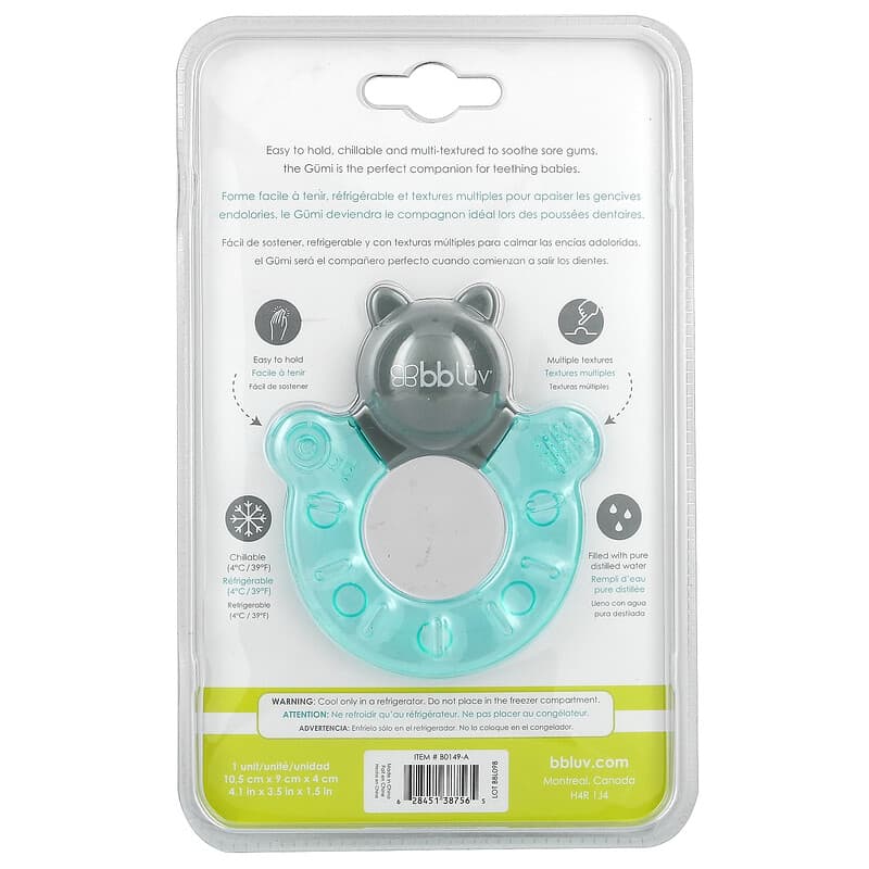 Bbluv, Gumi, Chillable Teething Toy, 0+ Months, Raccoon, 1 Count