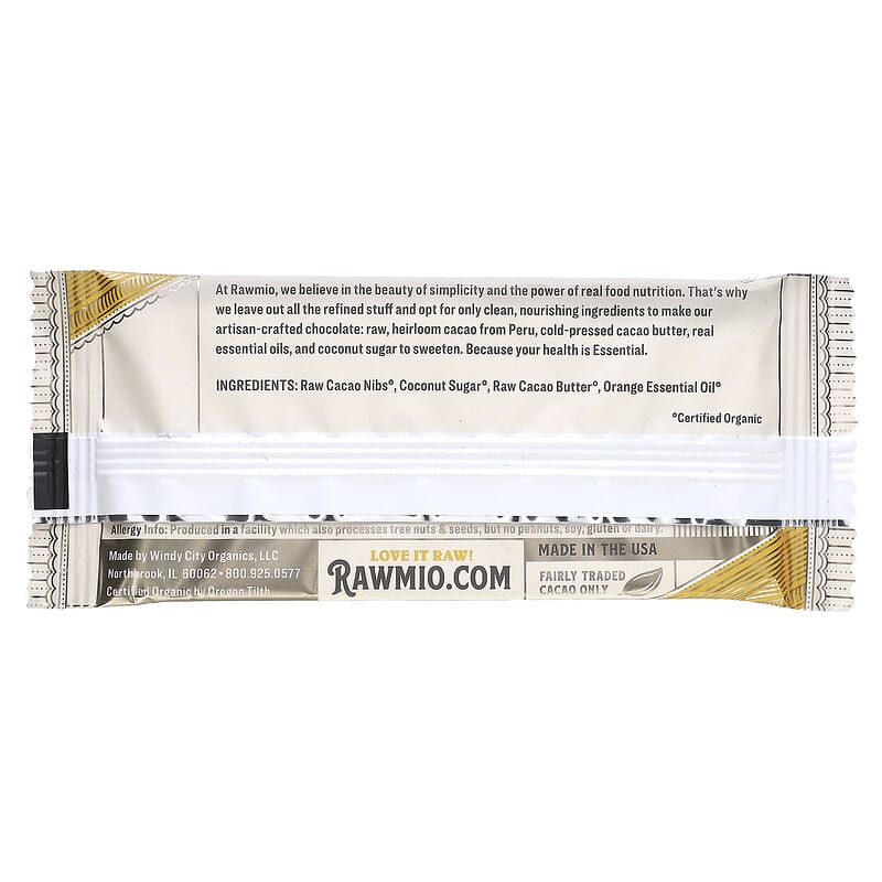 Rawmio, Essential Bar, Organic Raw Chocolate, 70% Cacao, Orange, 1.1 oz (30 g)